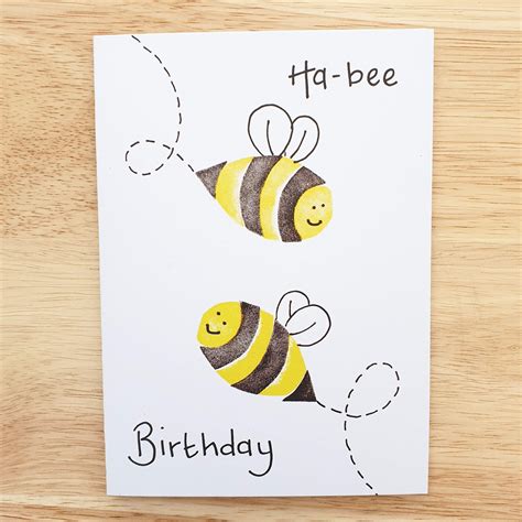 Cute Bee Birthday Card Happy Birthday Bumble Bee Bee Lover Etsy Uk