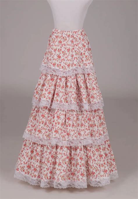 Ruffled Print Victorian Skirt Victorian French Pleated Gathered Bustle Skirtsbustle Skirt