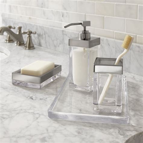 Discover our great selection of bathroom accessory sets on amazon.com. Stretten Nickel Trim Glass Bath Accessories | Crate and ...