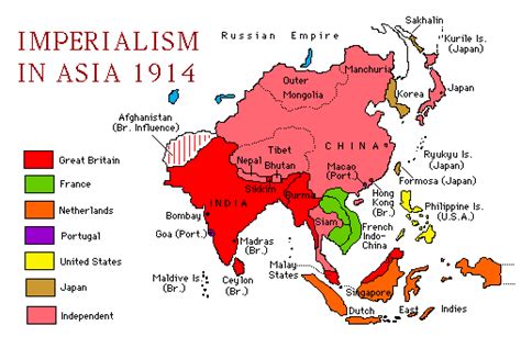 The japanese invasion of manchuria began on 18 september 1931, when the kwantung army of the empire of japan invaded manchuria immediately following the mukden incident.at war's end in february of 1932, the japanese established the puppet state of manchukuo. map of imperialism in asia, 1914 | For School | Pinterest ...