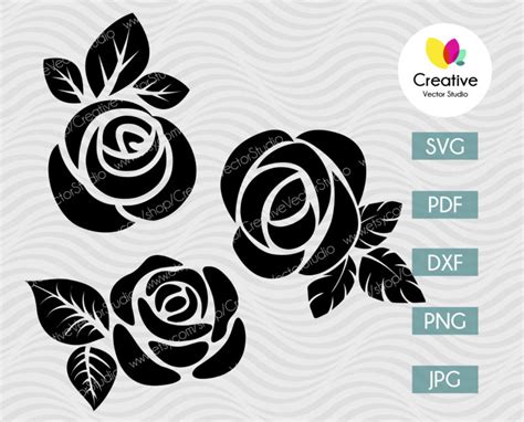 Rose Flower SVG Bundle Cut File - Creative Vector Studio
