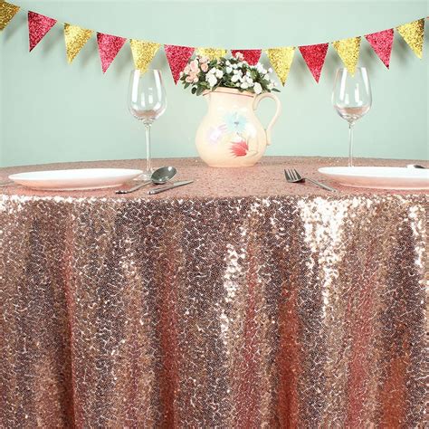 4 pack white paper rectangular tablecloth for parties, disposable gold and silver star table covers for birthdays wedding baby shower christmas 54 x 108 4.4 out of 5 stars 32 $15.99 $ 15. Rose Gold 108" Round Glitz Sequin TableCloths Banquet ...