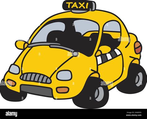 The Vectorized Hand Drawing Of A Funny Yellow Taxi Stock Vector Image