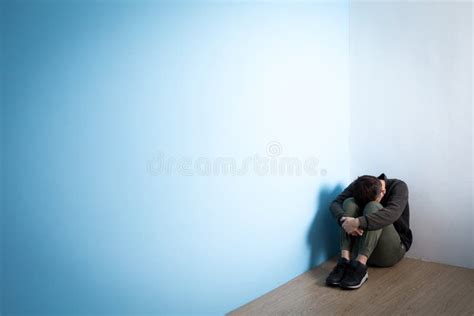 Depression Man Sit On Floor Stock Image Image Of Emotional House