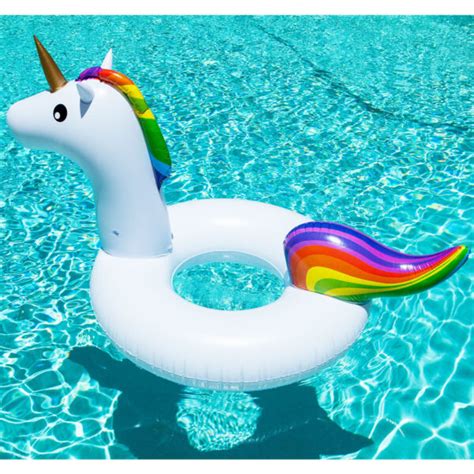 Giant 5ft Inflatable Rainbow Unicorn Pool Ring Float Swim Tube Fun