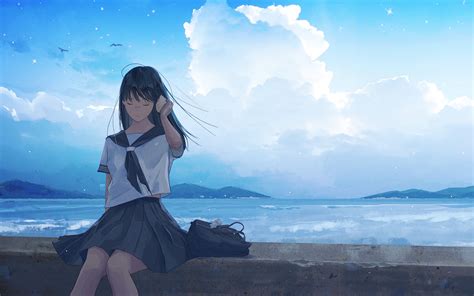 1440x900 Sad Anime Girl Walking 1440x900 Wallpaper Hd Anime 4k