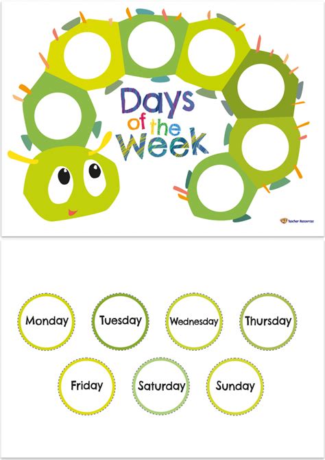 Days Of The Week Chart Free Printable Pdf