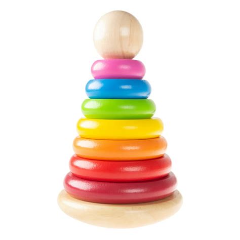 Rainbow Stacking Rings Classic Wooden Montessori Manipulation Toy For