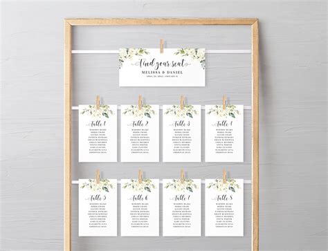 Seating Chart Cards Template Fully Editable Wedding Seating Etsy