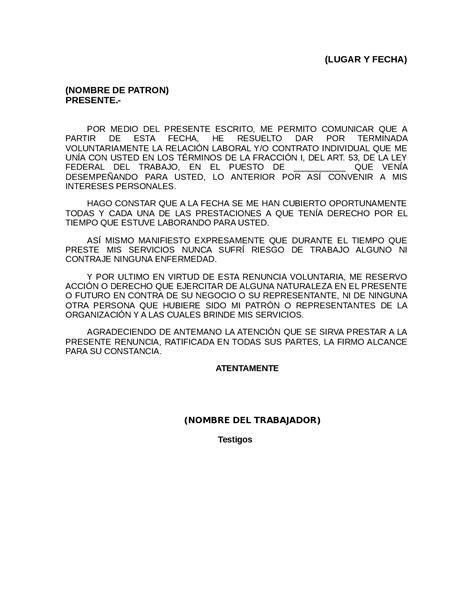 Carta De Renuncia Del Trabajo Como Farmacéutico