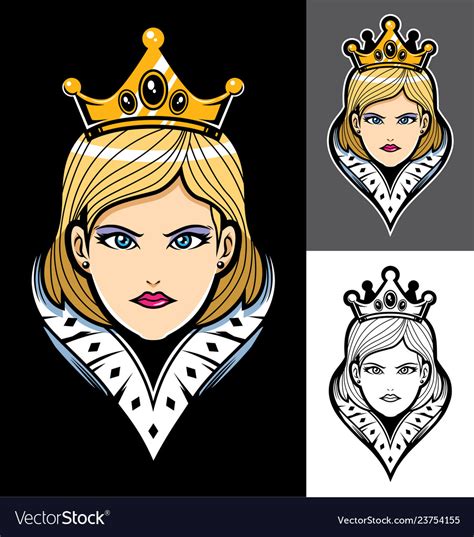 Queen Face Mascot Royalty Free Vector Image Vectorstock