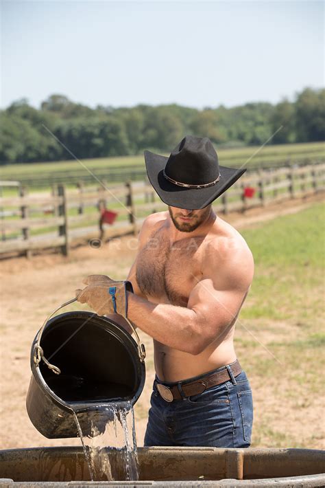 Working Shirtless Cowboy On A Ranch Rob Lang Images Licensing And