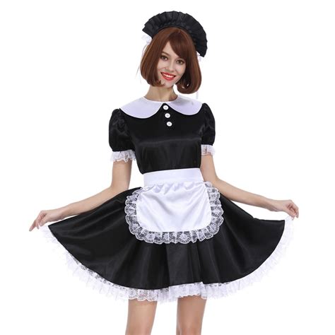 Sissy Girl Maid Frilly Purple Lockable Long Dress Crossdress Cosplay Costume Buy At The Price