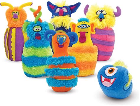 melissa and doug monster plush 6 pin bowling game with storage bag preschool games age 2