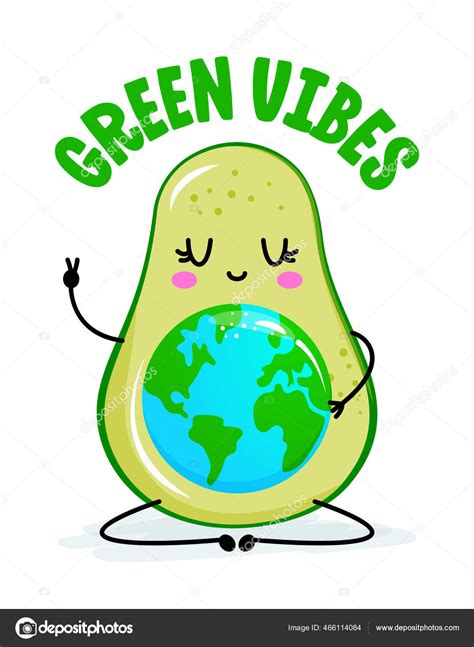 Green Vibes Divertido Lindo Personaje Aguacate Con Vientre Del Planeta