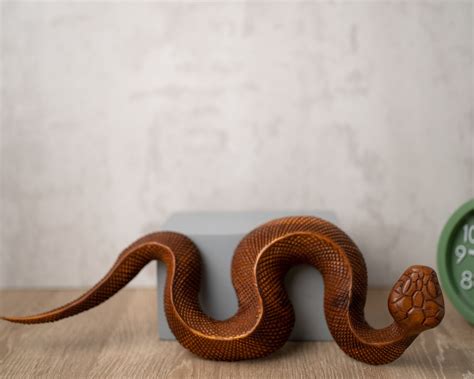 2 Size Wooden Rattle Snake Rattlesnake Carving Wood Etsy