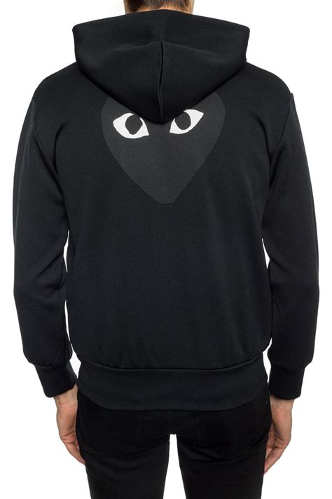 Comme Des GarÇons Play Synthetic Hoodie With A Heart Motif In Black Navy Blue Blue For Men Lyst