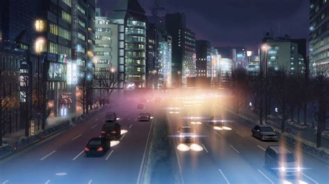Wallpaper City Street Cityscape Night Anime