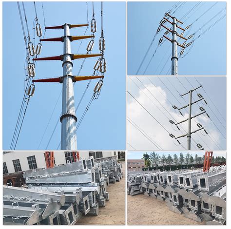 Galvanized Steel Electrical Power Pole For Transmission Line Hdg