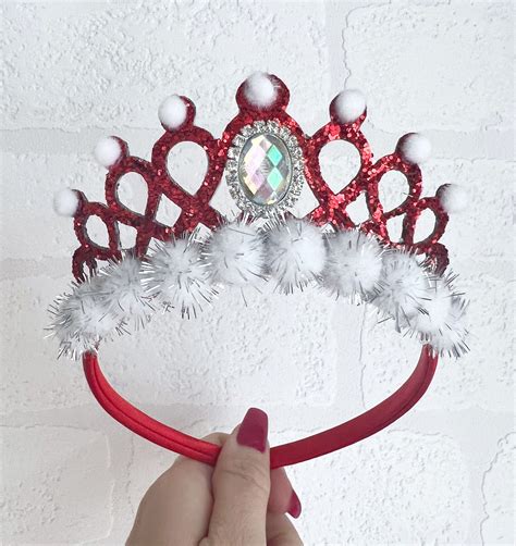 Christmas Red And White Father Christmas Hat Tiara Crown Etsy Uk