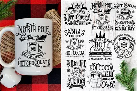 Hot Cocoa Svg Bundle Christmas Mug Bundle Svg