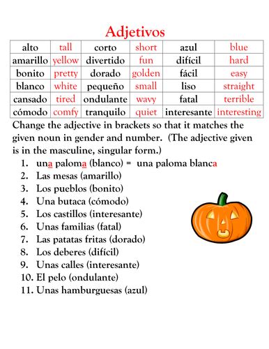 Adjectives Practice In Spanish Teaching Resources