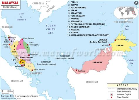 Political Map Of Malaysia Malaysia States Map