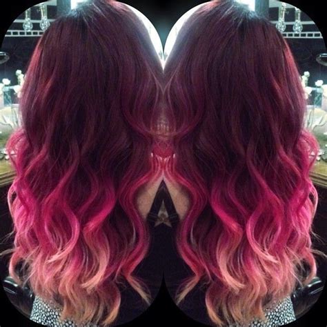 Burgundy To Pink Ombre Dip Dye Mermaid Indian Remy Clip In