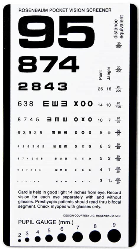 Ophthalmic Equipment Rosenbaum Pocket Eye Test Chart Veatch