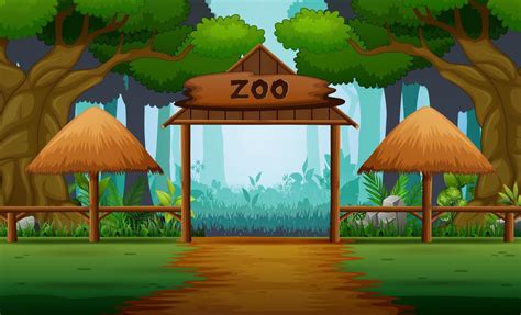 Scene With Zoo Entrance In Forest Background 6732208 Vector Art At Vecteezy