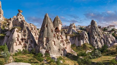 Cave Houses In The Rock Formations Near Goreme Cappadocia Turkey