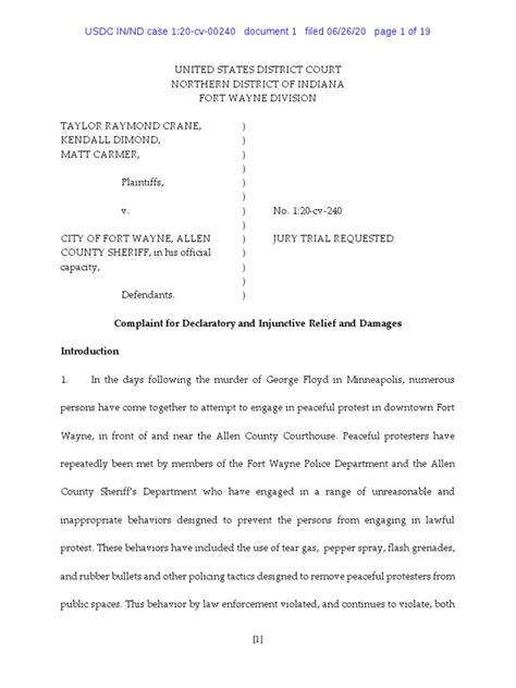 Aclu Lawsuit Against City Of Fort Wayne Pdf Government Information