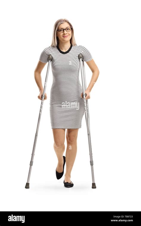 Young Woman Crutches Hi Res Stock Photography And Images Alamy