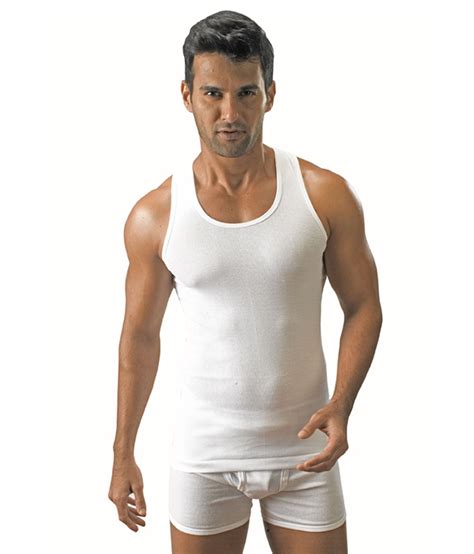 Buy Crystal Rib Vest Mens Cotton White Vests Pack Of Online