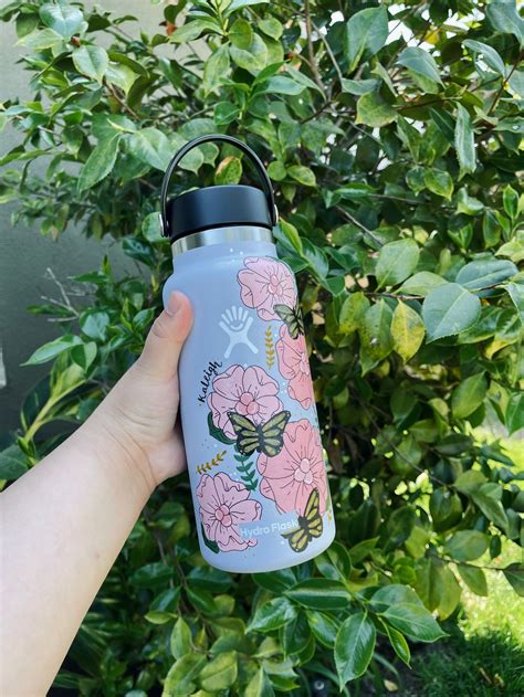 Personalized Hydro Flask Hand Painted Floral Design Add Etsy