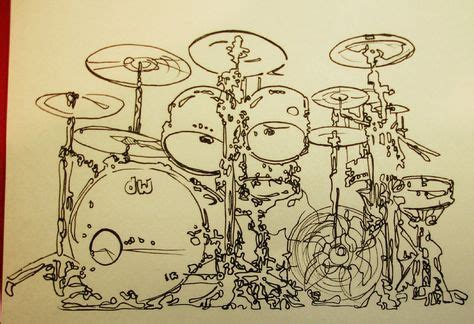 Pencil Art Drum Set Musical Art Drawings Art
