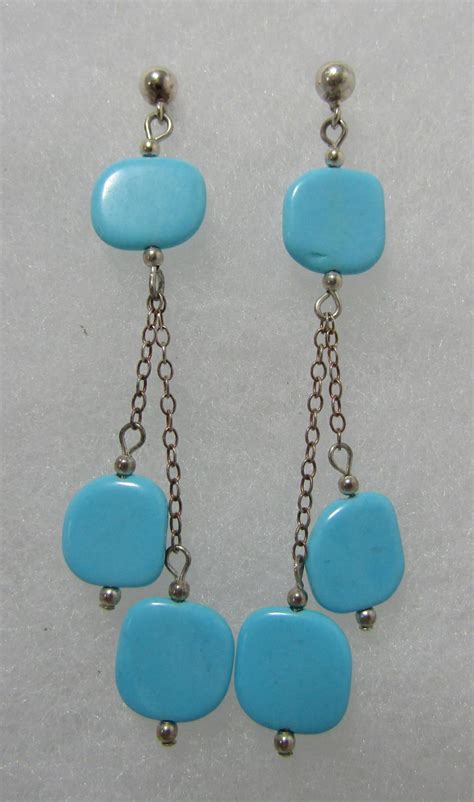 At Auction Turquoise Chandelier Earrings Sterling Silver