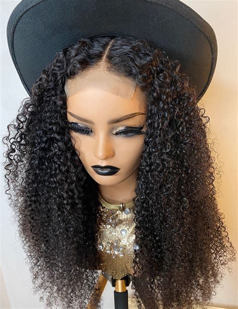 100 Virgin Afro Kinky Curly Lace Closure Hair Wig 4c Wig For Etsy