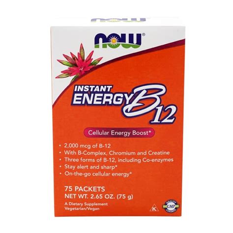 インスタントエネルギービタミンb12 2000 Mcg、75パケット Now Foods Instant Energy Vitamin B12