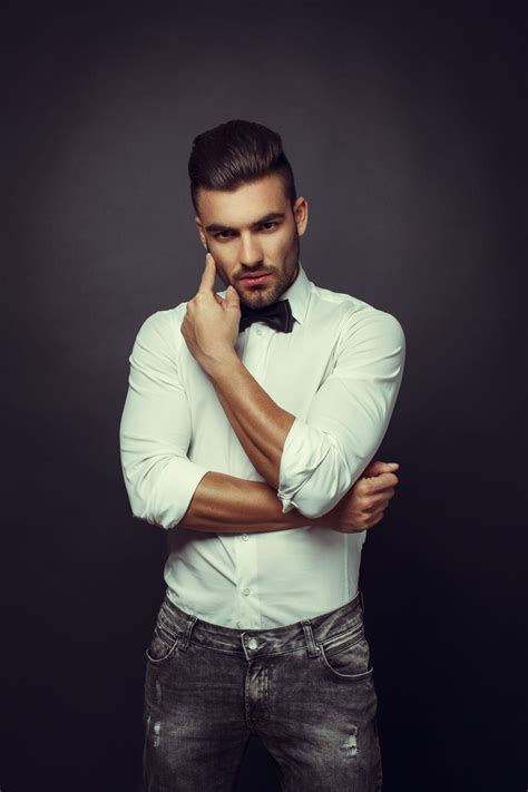 Handsome Man Posing In Studio On Dark Background Photography Poses