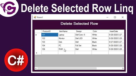 How To Delete Selected Row In DataGridView Using Cell Click C Linq YouTube