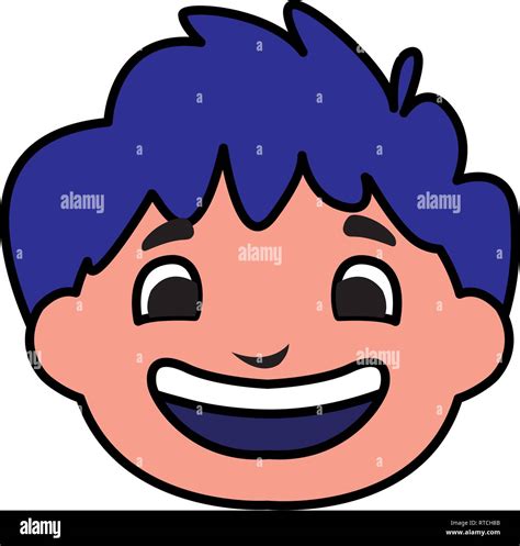 Cute Little Boy Head Character Vector Illustration Design Stock Vector