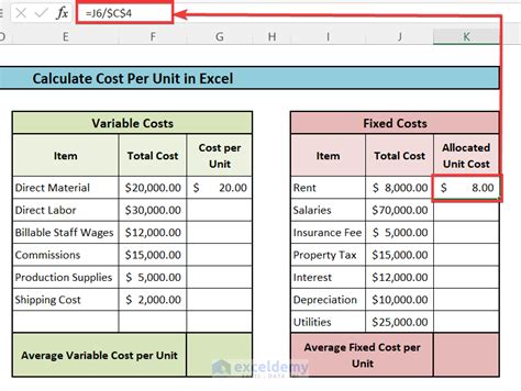 How To Calculate Cost Per Unit In Excel With Easy Steps Exceldemy
