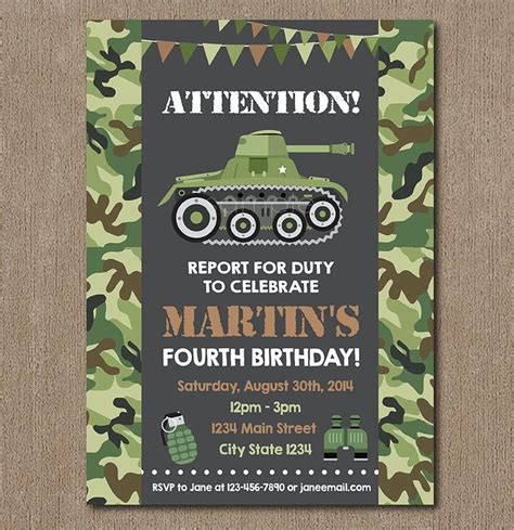 Army Birthday Invitation Military Birthday Invitation Etsy In 2021