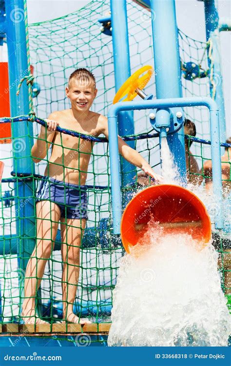 Boy Having Fun With Water Bucket Stock Photo Image Of Water Blue