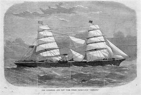 New York Steam Packet Ship Chicago History Liverpool Sails Seascape