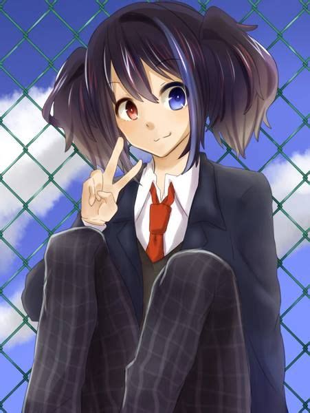 an anime character wearing a suit and tie with his finger up in front of the camera