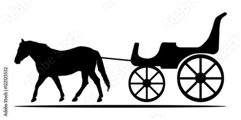 Silhouettes Of Horse And Carriage Vector Illustration Stock Photo