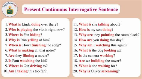 Sentences Example In Present Continuous Tense Englishtivi