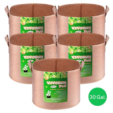 Vivosun 5 Pack 30 Gallons Grow Bags Heavy Duty Thickened Nonwoven